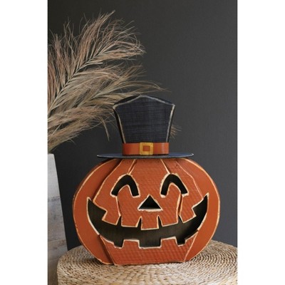 Kalalou Halloween Smiling Jack-O-Lantern with Top Hat Decoration