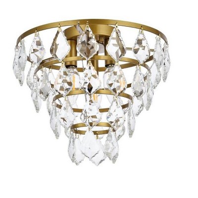 Ella 12-Inch Brass Flush Mount with Clear Crystal