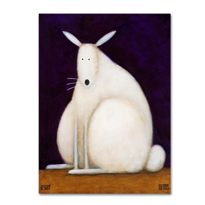 White Rabbit on Dark Blue Canvas Art, 15x20
