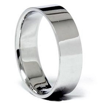 Pompeii3 Flat Wedding Band 18K White Gold