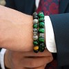 Crucible Men's Skull with Onyx, Labradorite, Moss Agate and Tiger Eye Stones Stretch Bracelet (10mm) - 4 of 4