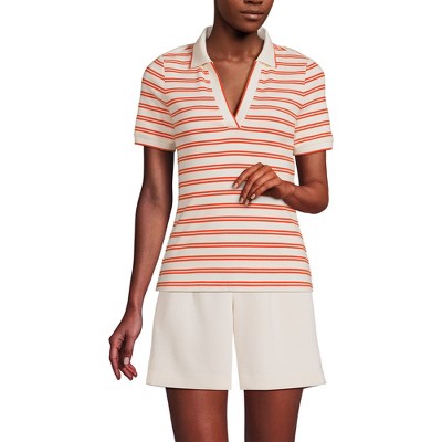 Lands' End Women's Wide Rib Polo Shirt - Medium - Rich