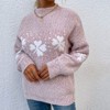 Womens Pullover Sweater Turtleneck Snowflakes Sweater Christmas Sweater Ribbed Knit Long Sleeve Sweater - 3 of 4