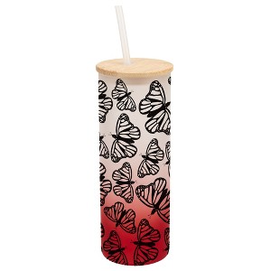 Elanze Designs Medium Monarch Butterfly Insect Bug Wrap-Around Design 25 Ounce Frosted Gradient Glass On-The-Go Coffee Travel Skinny Tumbler Mug Cup, - 1 of 1