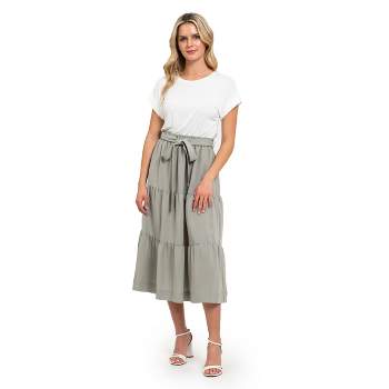 August Sky Women's T-shirt Twofer Maxi Dress