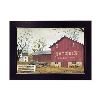 VisioGear Antique Barn Wall Art, Printed Wall Art, Ready to Hang Framed Poster, Black Frame, Multicolor, 14"*10"*1"
