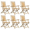 vidaXL - Folding Patio Chairs 6 pcs - Brown Bamboo - Comfortable Outdoor Garden Chair Set with Armrests, Foldable Design, 20.9"x26"x39" - 4 of 4