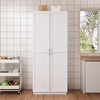 Vynxaria Kitchen Pantry Cabinet White Storage Cabinet Food Pantry with Doors and Adjustable Shelves Freestanding Buffet Cupboards - 2 of 4