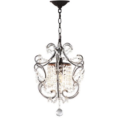 Luna 12" Brown Iron and Crystal Adjustable Chandelier