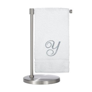 BC BARE COTTON Monogrammed Bath Towel, Personalized Gift, 27 x 54 inches - Set of 2 - White - Silver Script - 1 of 1