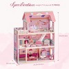 ROBOTIME Dollhouses 3 Story Preschool Toy Doll House, Play House Toys, Wooden Kid House Toy, Holiday Gift For Girls, Pink, 30.7"*24.3"*32" - 3 of 4