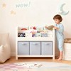 KTMBDW Kids Bookshelf and Toy Organizer, Toy Storage Chest and Bookcase with 3 Shelves and 3 Fabric Bins, Storage Box for Children's Room, White - 2 of 4