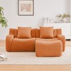 L-Shaped Teddy Fabric 2-Seat Boneless Modular Sofa with Curved Armrest, Streamlined Ergonomic Design and 32D High Density Sponge, No Assembly Required - 3 of 4