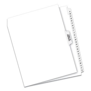 Avery Preprinted Legal Exhibit Side Tab Index Dividers, Avery Style, 27-Tab, A to Z, 11 x 8.5, White, 1 Set - 1 of 4