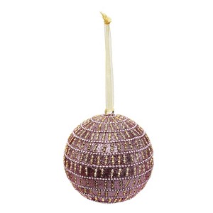 HomeRoots Set of Four Gold And Pink Glitter Handcrafted Shatterproof Ball Ornaments - 1 of 4
