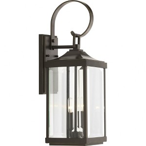 Progress Lighting Gibbes Street 2-Light Wall Lantern, Antique Bronze, Clear Beveled Glass - 1 of 4