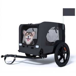 Kumasinova Collapsible Pet Bike Trailer,Pet Trailer with 16-Inch All-Terrain Wheels,Universal Hitch,Foldable Dog Carrier Cart for Bicycles - 1 of 4