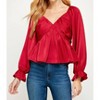 Women's Pleated V Neck Blouse - Strut & Bolt - 2 of 3