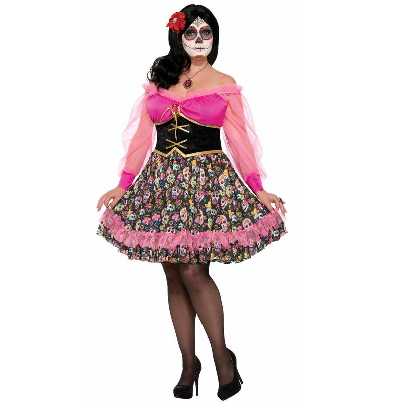 Forum Novelties Women's Dia de Muertos Plus Size Costume, 1 of 3