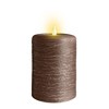 LumiPur 3.5"x5" Signature Natural Glow Flickering Flameless LED Wax Pillar Candle Cocoa Brown - 2 of 4