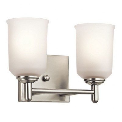 Shailene 12.5" Brushed Nickel Vanity Light with White Bell Shades