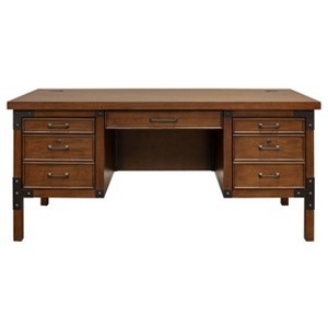 Martin Furniture Addison Half Pedestal Desk Auburn : Sturdy Office Furniture with File Storage, No Assembly Required - 1 of 4