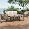 4-Piece PE Rattan Patio Seating Set with Acacia Wood Table Top, Outdoor Patio Conversation Set - Maison Boucle - 2 of 4