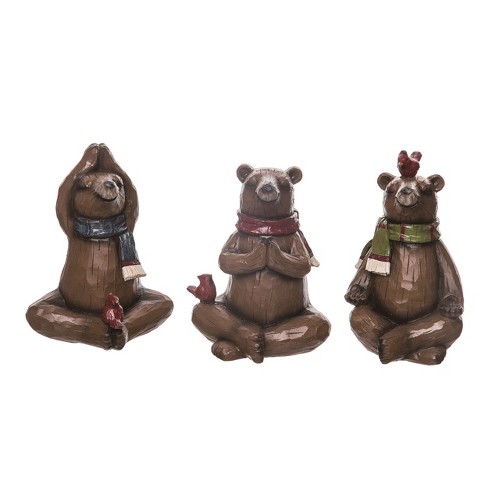 Transpac Small Resin Small Yoga Bear Figurine Set of 3 Christmas Home Decorations - image 1 of 1