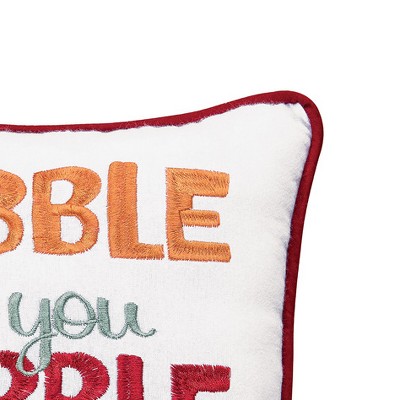 Gobble Till You Wobble Embroidered Thanksgiving Throw Pillow