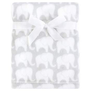 Hudson Baby Infant Silky Plush Blanket, Gray Elephant, 30x40 inches