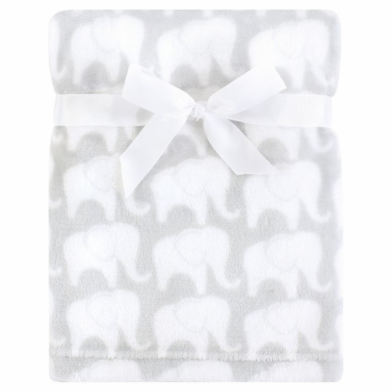 Hudson Baby Infant Silky Plush Blanket, Gray Elephant, 30x40 inches, 1 of 3