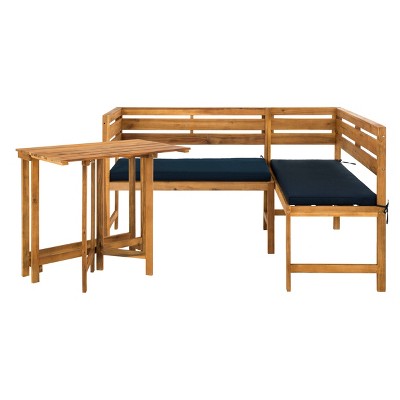 2pc Wilton Balcony Corner Lounge Set Natural/Navy - Safavieh