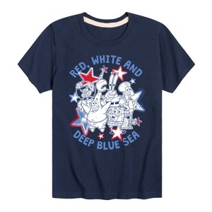 Boys' - SpongeBob SquarePants - Red, White and Deep Blue Sea Short Sleeve Graphic T-Shirt - 1 of 4