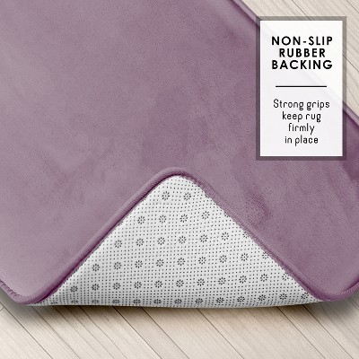Dusty Purple Velvet Memory Foam Non-Slip Bathroom Rug Set