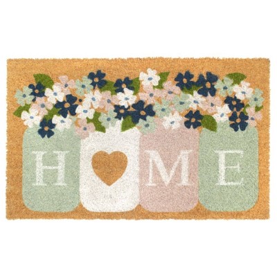 1'6" x 2'6" Tufted Home Mason Jar Coir Doormat Blue/Pink - Raj