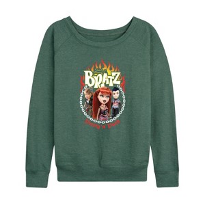 Women's - Bratz - Pretty in Punk Lightweight French Terry Wide Neck Long Sleeve Shirt - 1 of 4
