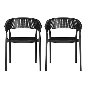 WestinTrends Playa Outdoor Modern Stackable Plastic Resin Patio Dining Armchair (Set of 2) - 1 of 4