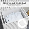 HOMCOM Bamboo Laundry Hamper with Lid, Laundry Basket with Removable Liner Bag, Dirty Clothes Hamper, 19.75 x 14.25 x 23.5 Inches, Coffee - 3 of 4