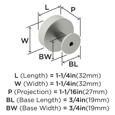 Satin Nickel Round Cabinet Knob with Mounting Hardware