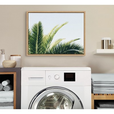 Tropical Palm Under Blue Sky Framed Canvas Print, 18x24, Natural