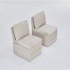 Set of 2 Linen Upholstered Armless Dining Chairs with Casters and Hidden Storage,Modern Versatile Seating for Dining Room Office-Coolbibila - 3 of 4