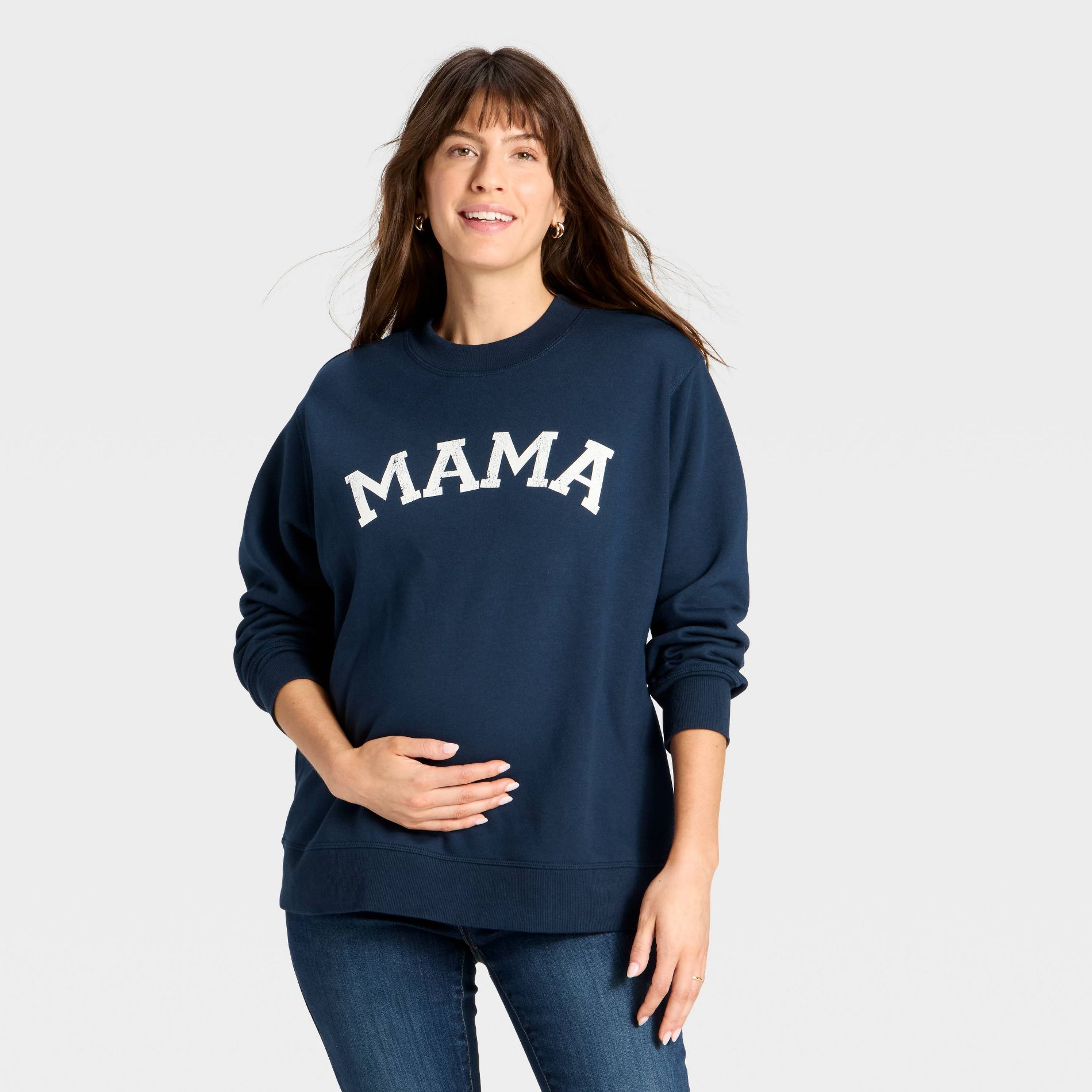 Graphic Maternity Sweatshirt - Isabel Maternity by Ingrid & Isabel™ Navy Blue L
