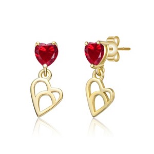 Guili 14K Yellow Gold Heart Drop Earrings, Cubic Zirconia & Open Heart, A Romantic Chic Design for Daily Elegance and Special Celebrations - 1 of 2