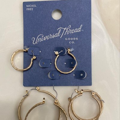 Multi Textured Hoop Trio Earring Set 3pc - A New Day™ Gold : Target