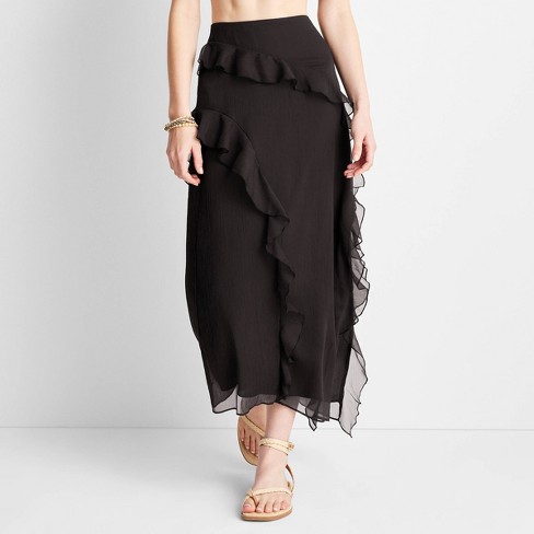 Asymmetrical skirt ruffles best sale