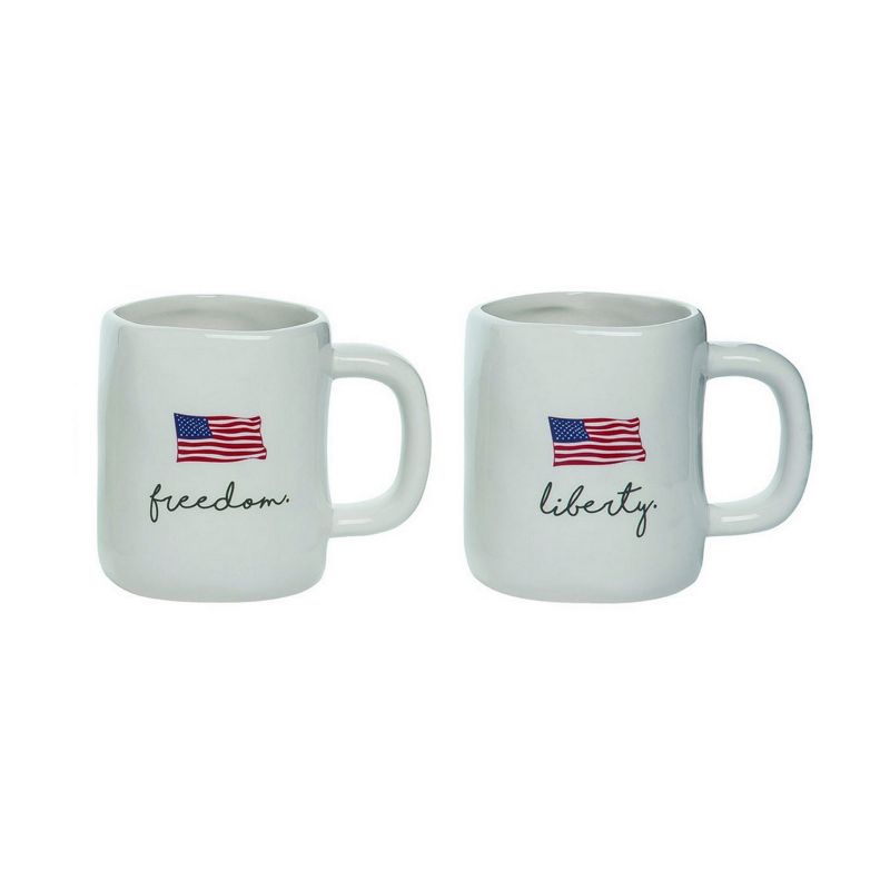 Transpac America The Beautiful USA Flag Sentiment Ceramic Mug Set of 4, Dishwasher Safe, 3 of 6