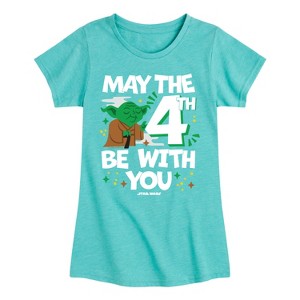 Girls' - Star Wars - Yoda May The 4Th Fitted Short Sleeve Graphic T-Shirt - 1 of 4