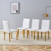 4 White PU dining chairs, Golden Metal Legs, Simple & versatile, comfortable and accompanied, Exquisite and versatile dining chairs unlock experience - 3 of 4
