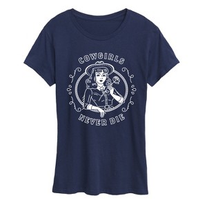 Women's - Instant Message - Cowgirls Never Die Short Sleeve Graphic T-Shirt - 1 of 4