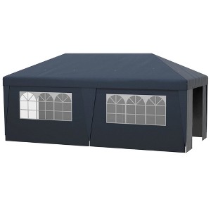Aghana Digitals Dark Blue 10'x19.5' Pop Up Canopy: Height-Adjustable Event Shelter with Sidewalls, - 1 of 4